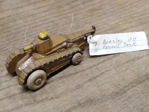 Vtg Barclay 1937 Slush Mold Metal Renault Military Tank White Rubber Tires Nice! - Picture 1 of 7