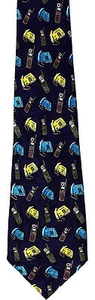 Phones All Over Men's Neck Tie Telephone Cell Mobile Land Phone Blue Necktie - Picture 1 of 3