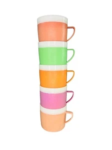 Set 7 tazze impilabili vintage Bolero Therm-O-Ware colori pastello lavabili in lavastoviglie - Foto 1 di 4