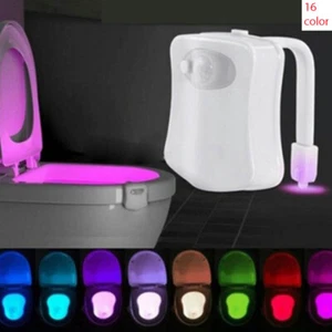16 Color Changes Motion Sensor Toilet Night Light Toilet Bowl Lamp Bathroom #SU - Picture 1 of 11