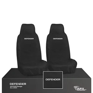 For Land Rover Defender 90 110 Extra Heavy Duty Waterproof Black 2x Seat Covers - Picture 1 of 1