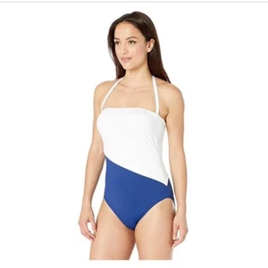Traje de baño Lauren Ralph Lauren Bel Aire con alambre azul talla 10 nuevo con etiquetas $128 - Imagen 1 de 7