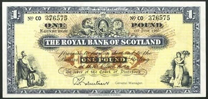 Scotland, Royal Bank of Scotland, 1 pound, 1st June 1966, G. P. Robertson, EF - Picture 1 of 2