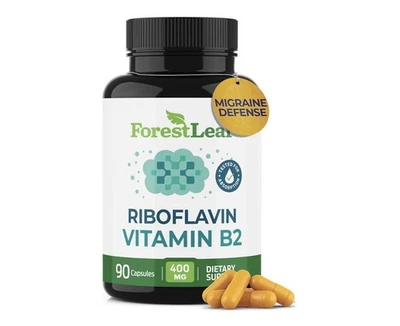 ForestLeaf Vitamina B2 Riboflavina 400mg - Energia, Pele e Célula expira 27/10 - Imagem 1 de 3