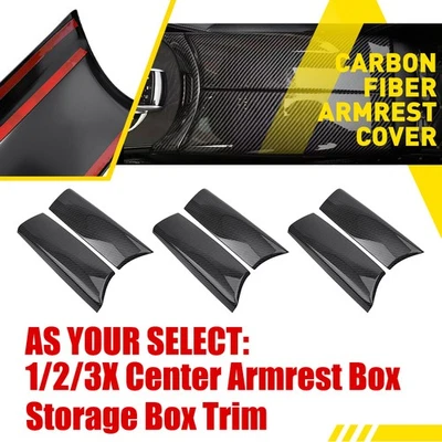 For Mercedes-Benz C CLASS 15-20 Carbon Fiber Console Armrest Button Trim 1/2/3X — 第 1/4 张图片