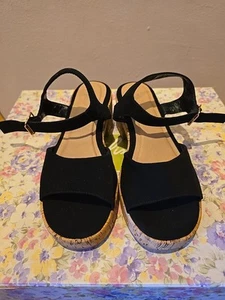 Charlotte Russe wedges/heels. Black leather. Women- Size 8 NEW J6 - Picture 1 of 5