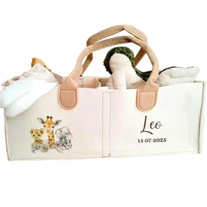 Carrito de pañales estampado safari personalizado, pañal organizado, juego de manta baby shower - Imagen 1 de 3