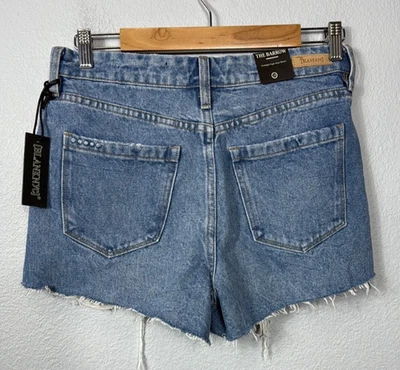 Pantalones cortos de mezclilla de tiro alto vintage NYC The Barrow talla 28 dobladillo crudo nuevos con etiquetas Foto 1 de 4