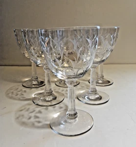 Set Of 6 Vintage Fostoria Sprite Blown Glass Etched Water Goblets 6 1/4" - Picture 1 of 10