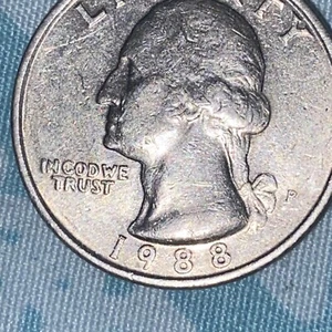 1988-P Washington Quarter ERROR "In COD WE TRUST" - Picture 1 of 4