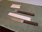 VINTAGE MID-CENTURY VERNCO STAINLESS 2 PC. CARVING SET WITH WOODEN HANDLE