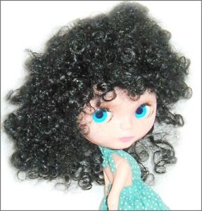 New DOLL WIG Sz 10 AFRO BLACK Curly Imsco OLD STOCK Unused Cute on Blythe