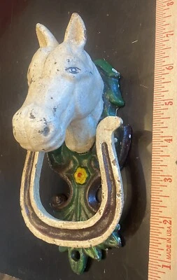 Vintage Cast Iron Horse Head Hand-Painted Door Knocker, 6.5” Heavy Duty - Image 1 of 4