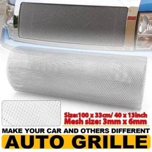 3x6mm Silver Aluminum Alloy Car Body Front Bumper Rhombic Grill Mesh 100 x 33cm - Picture 1 of 7