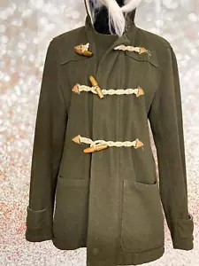 ELEVATE YOUR STYLE :Wool Mix Duffle Coat~Khaki Color~EUC~ASOS BRAND~SO WARM - Picture 1 of 9