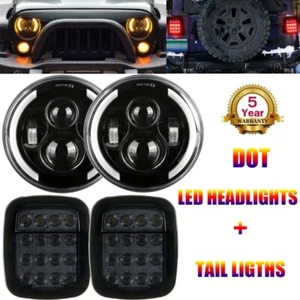 7" inch LED Headlights Tail Lights Rear Brake Lamps for Jeep Wrangler TJ 97-06 - Picture 1 of 12