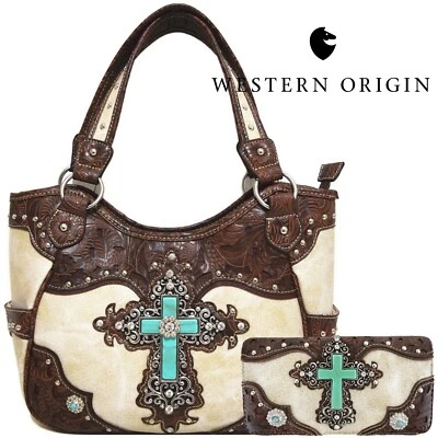 Estilo Occidental Cartera Cross Country Bolso de Mano Mujer Bolso de Hombro Cartera Conjunto Beige Foto 1 de 4
