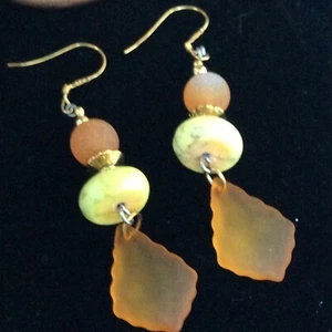 Orange Lucite Earrings in Silver Heart Gift Box - Picture 1 of 4