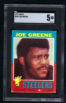 Topps Football #245 1971 Joe Green, Pittsburgh Steelers, novato, patio, SGC 5 Foto 1 de 2