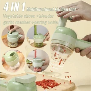 4 in 1 Handheld Electric Vegetable Cutter Set Garlic, Food Processor Onion Etc. - Picture 1 of 6