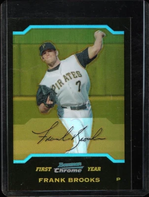 Frank Brooks (Pirates) 2004 年 Bowman Chrome 第 1 年 RC 金 SP 折射器 /50 完好 + — 第 1/2 张图片