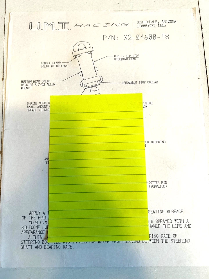 Kawasaki 650 X2 Jet ski UMI Steering System INSTALLATION INSTRUCTIONS Foto 1 de 1
