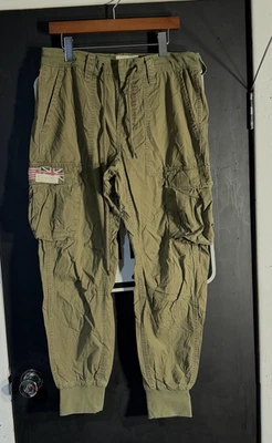 复古 Ralph Lauren 牛仔裤慢跑迷彩内衬裤子 32 码 — 第 1/4 张图片