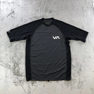 Camisa RVCA Para Hombres Mediana Negra Gris Protección contra Erupciones Manga Corta Natación Surf UVA/UVB Foto 1 de 4