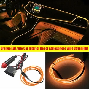 Orange LED Auto Car Interior Decor Atmosphere Wire Strip Light Lamp Accessories - Picture 1 of 8