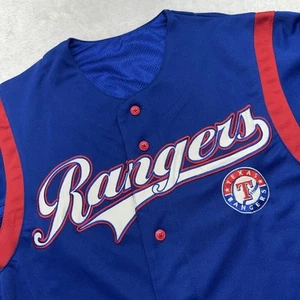 Texas Rangers Stitches MLB Button Short Sleeve Jersey Men M Blue Red - Picture 1 of 12
