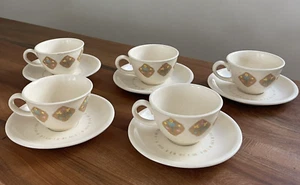 Set of Five Vintage Vernon Kilns Ware Stoneware Cups and Saucers Floral MCM - Picture 1 of 7