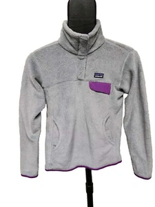 Patagonia Fleecepullover Damen Größe Small 1/4 Druckknopf grau lila - Bild 1 von 11