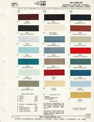 Mercury Cougar Comet 1969 Monterey Marqués Montego Marauder astillas de pintura Foto 1 de 4