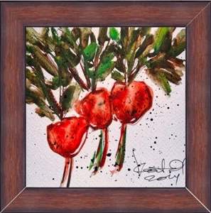 Radish Painting Vegetable Art Original Framed Art Watercolour Sketch Vegetables - Picture 1 of 7