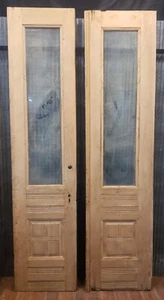 Pair of Newly Stripped Interior Doors with Beveled Glass & Raised Panels GA9656 - Picture 1 of 10