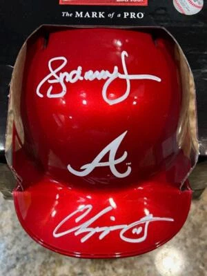 CHIPPER ANDRUW JONES ATLANTA BRAVES RED SIGNED MINI HELMET RARE JSA WITNESS COA - Image 1 of 4