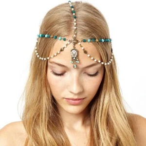 Diadema de diamantes de imitación para mujer Moda Cadena de metal Banda para el cabello BOHO Joyería - Imagen 1 de 14
