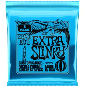 Ernie Ball Extra Slinky Nickel Wound Corde per Chitarra Elettrica Confezione da 3 - Calibro 8-38 - Foto 1 di 1
