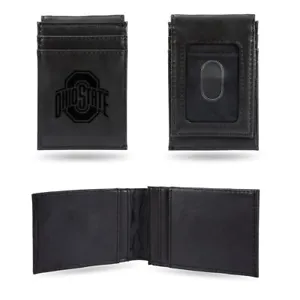 Ohio State Buckeyes Laser Engraved Black Front Pocket Wallet / Money Clip - Picture 1 of 6