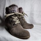 Clarks Wedge Boots Lumiere Spin Uk 7 Khaki New Faux Fur Somerset Cosy Warm High