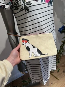 JOULES Como Clutch Purse Bag Dog Heart Printed Zip Pouch NEW FREEPOST OD25 - Picture 1 of 8
