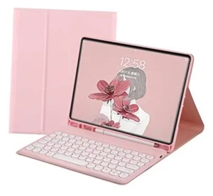 Cute Round Keys Keyboard Case for iPad9/iPad8/iPad7/iPad Air 3/Pro 10.5 Pink - Picture 1 of 8