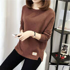 Women Korean Long Sleeve Top Knitted Shirt Blouse Sweatshirt Loose Solid JumD=s=
