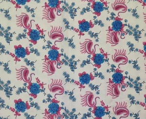 PAISLEY FLOWERS BLUE PINK #54603 SHEETING QUILTING FABRIC BY THE YARD 40" W - Picture 1 of 1