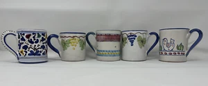Lot Of 5 talian Vierti Coffee Mug Chicken Tea Cup Italian Handmade - Picture 1 of 22