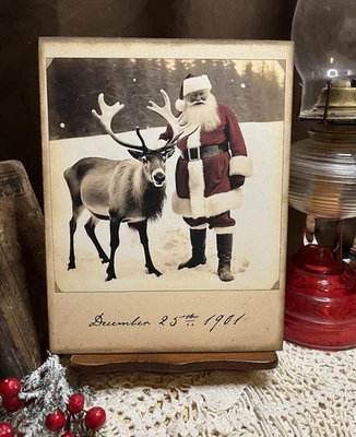 Vintage Style 1901 Photo Santa Claus, Christmas, Handcrafted Plaque / Sign #1 - Image 1 of 3