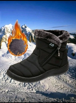 Botas de nieve de invierno impermeables para mujer forradas de piel Aniti-deslizantes cálidas al aire libre zapatos Foto 1 de 4