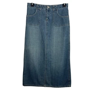 Old Navy Vintage Größe 8 blau Denim gerader langer Rock Maxi Y2K Boho Bauer - Bild 1 von 8