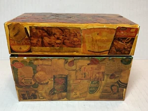 Vtg Decoupage Metal Recipe Box Full of Recipes Handwritten Typed Clipped J Chen - Picture 1 of 19