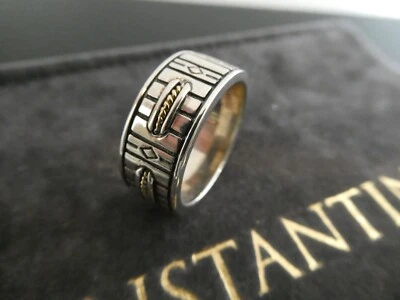 ANILLO banda para hombre CONSTANTINO de plata esterlina 925 y 18 quilates con detalles YG PERSEUS 11,5 Foto 1 de 4